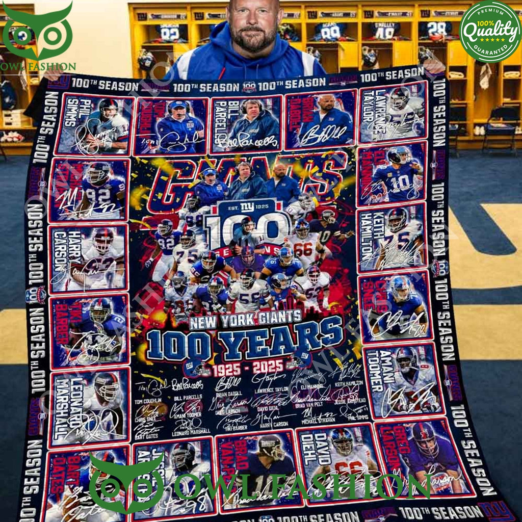 Special The New York Giants 100th Anniversary 1925-2025 Quilt Fleece Blanket