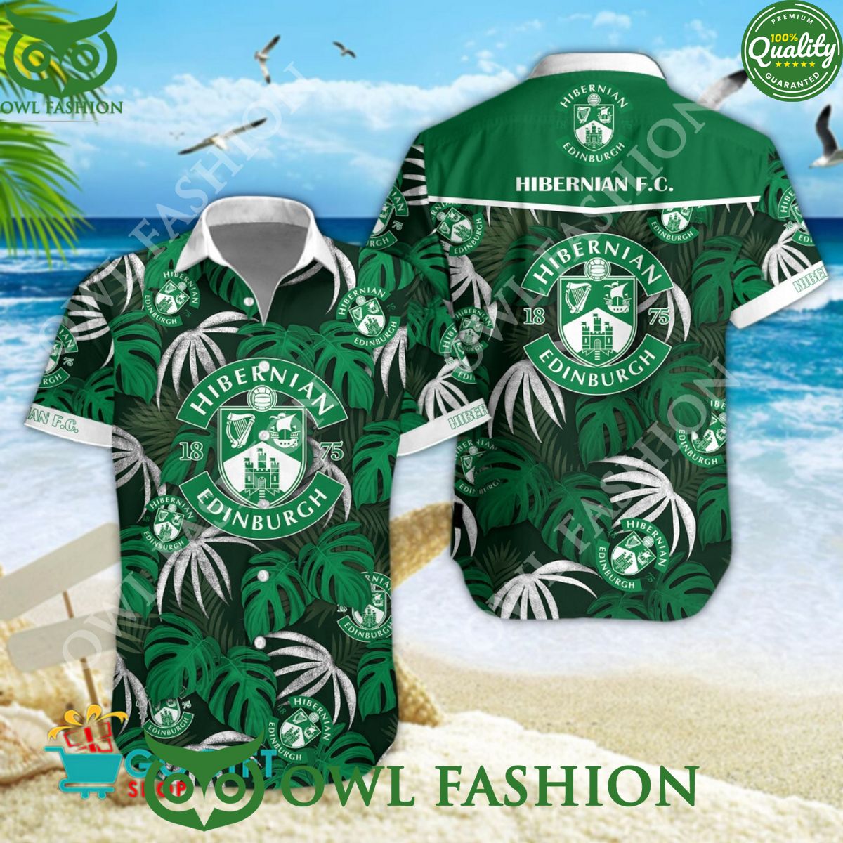 SPFL Championship Hibernian F.C. Tropical Vibe Hawaiian Shirt