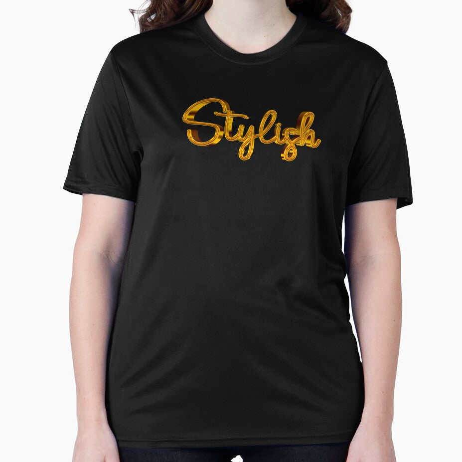 The Word Stylish in Shiny Gold Script Typography by Cawaiico