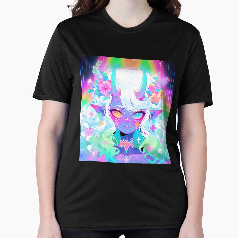 Rainbow Kawaii Floral Fantasy Anime Girl by bubblegoth