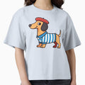 Cute French Dachshund in Beret by Myra365Art