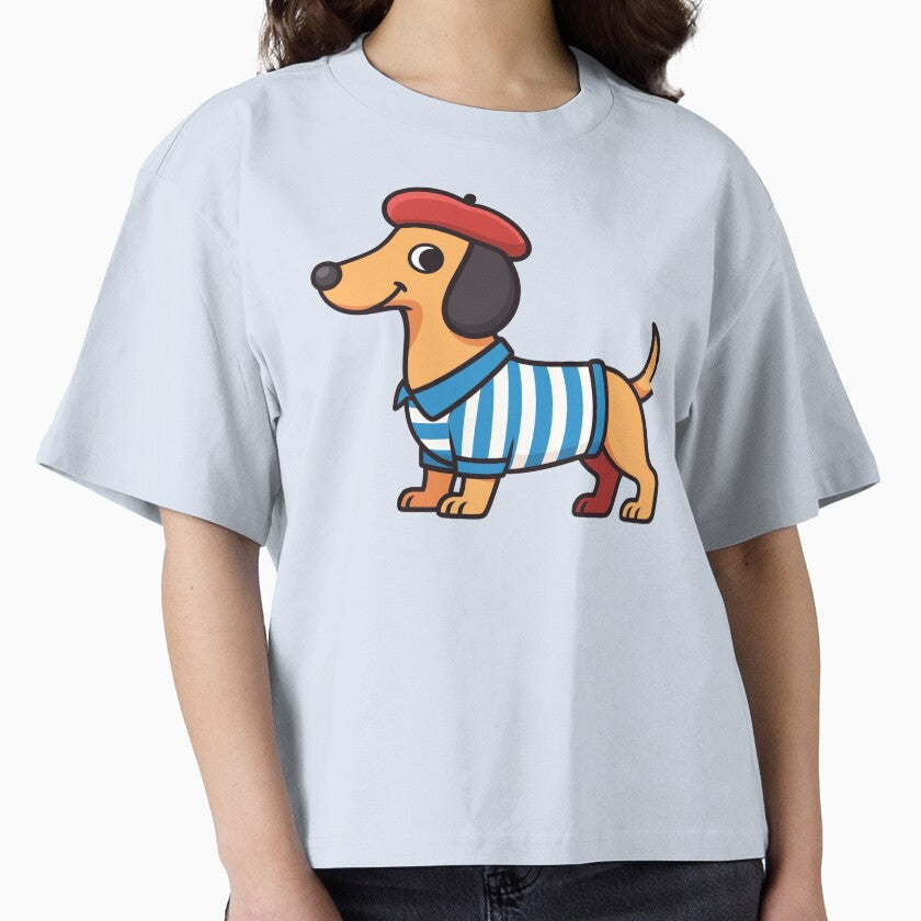 Cute French Dachshund in Beret by Myra365Art