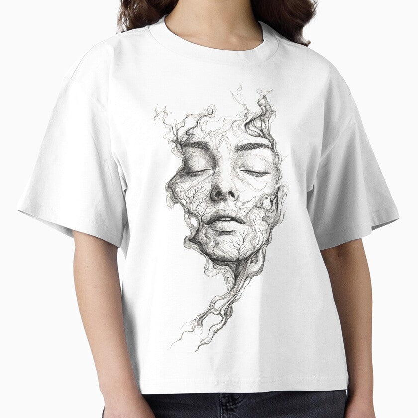 Ethereal Smoke Face – Surreal Line Art Portrait by Silent.Lines