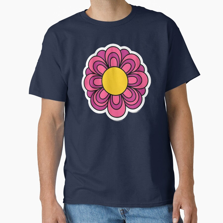 retro groovy hot pink daisy 70s spring by Byte-shirt