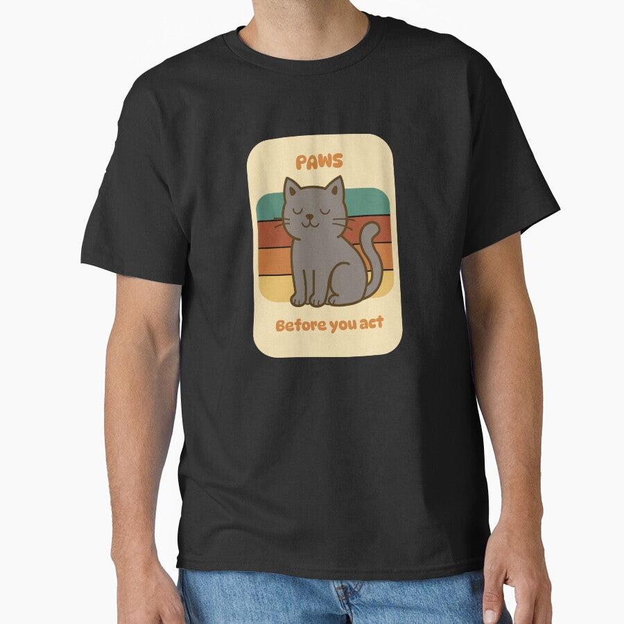 Paws, before you act | Retro cat design by P&B Digital Art