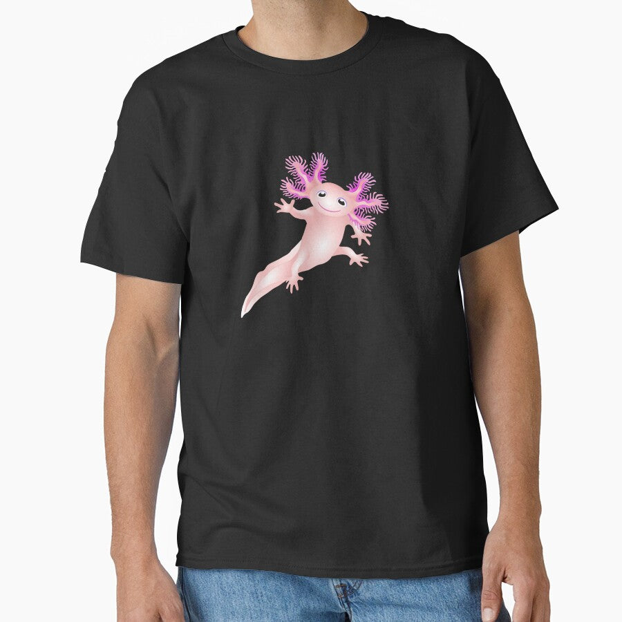 Pink Axolotl Floating And Waving by Adamo-illustration