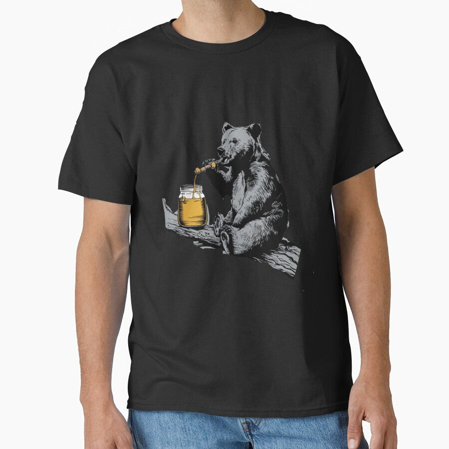 Banksy style Bear eating honey, by Ajax90