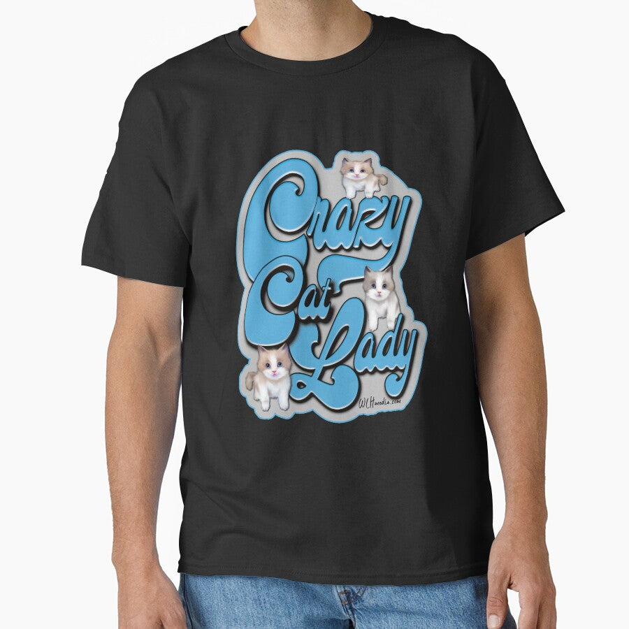 Crazy Cat Lady Fun Blue Word Art by WLHmedia.com