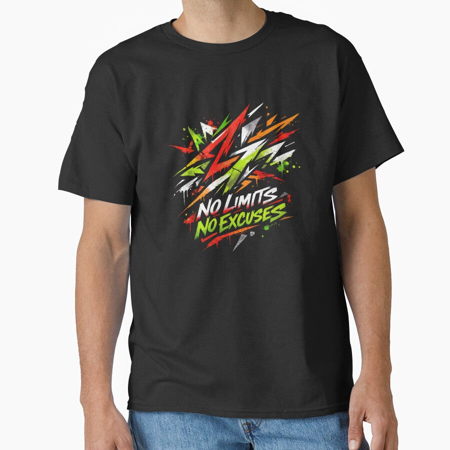 T-Shirt - Sticker - No Limits No Excuses Graffiti-Inspired Motivational Design by ForeverPrintsOK