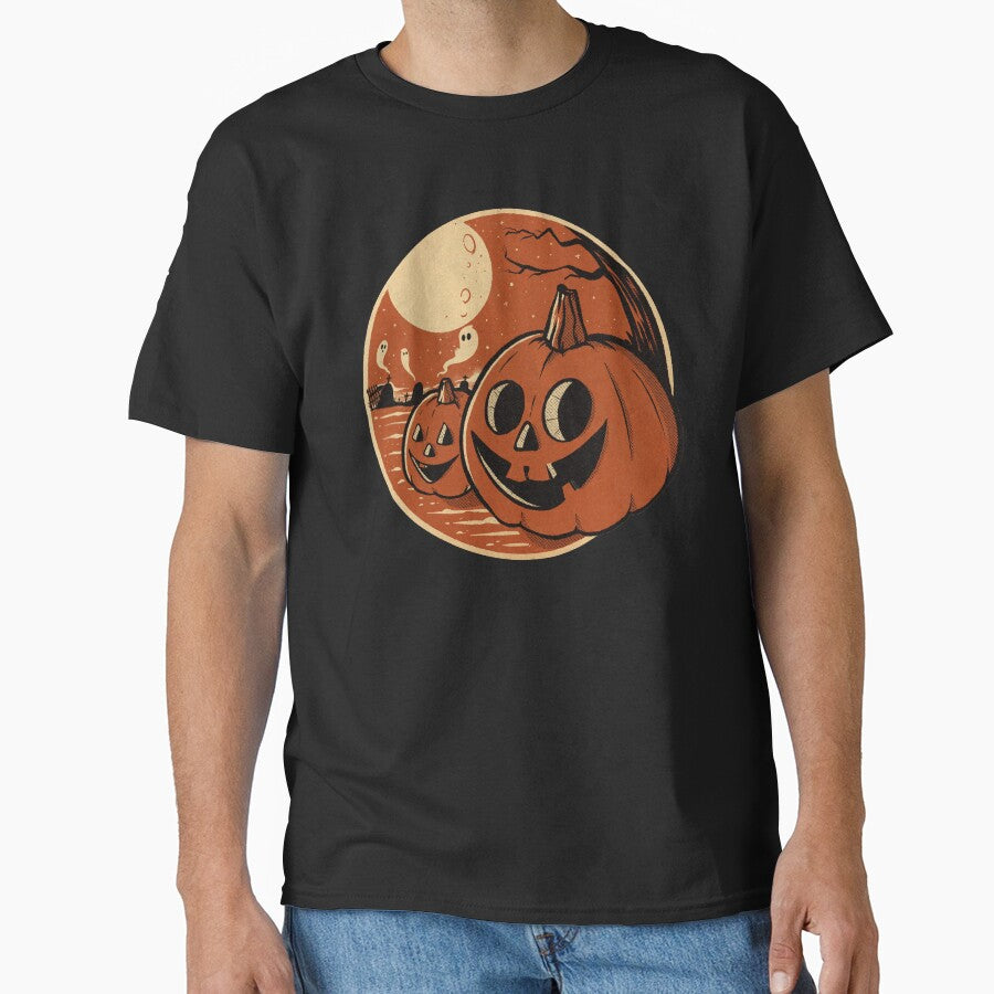 Vintage Halloween Pumpkin Scene by Pat Peterson