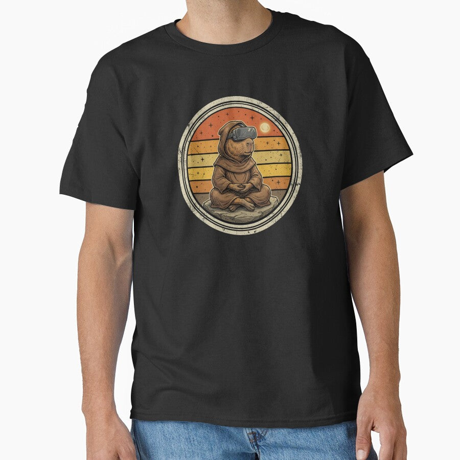 Retro Meditating VR Capybara Monk Vintage Badge by DuckOddity