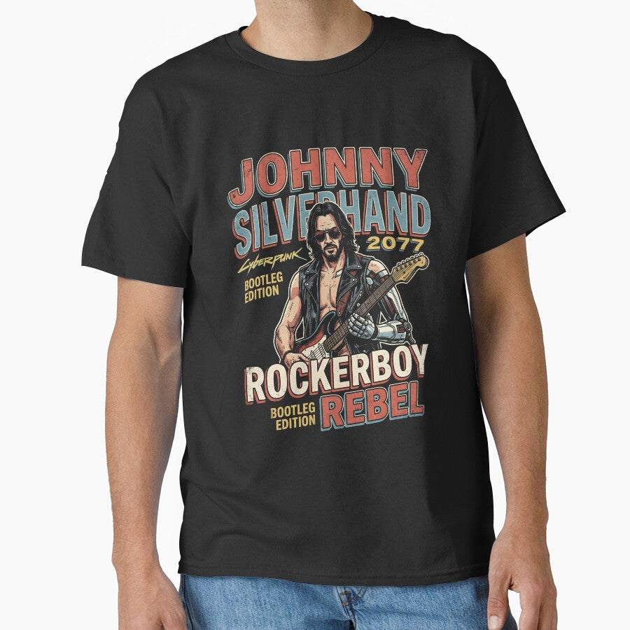 Johnny Silverhand Cyberpunk 2077 Bootleg Gaming Graphic Tee by Senpaiwaves