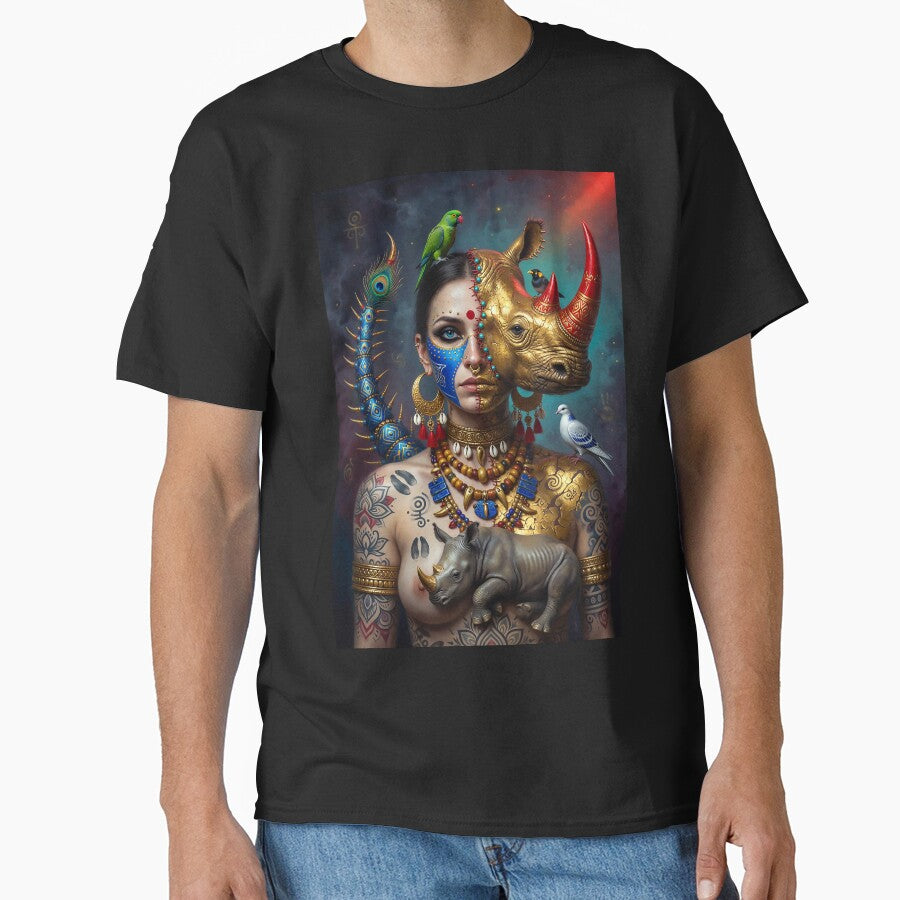 Tribal Boho Rhinoceros Goddess | Mystical Spirit Animal Tattoo Art by Ruta