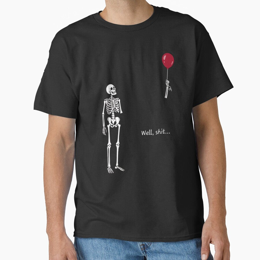 Funny Skeleton Lost Arm Red Balloon Well Shit Dark Humor by haitrieuic96