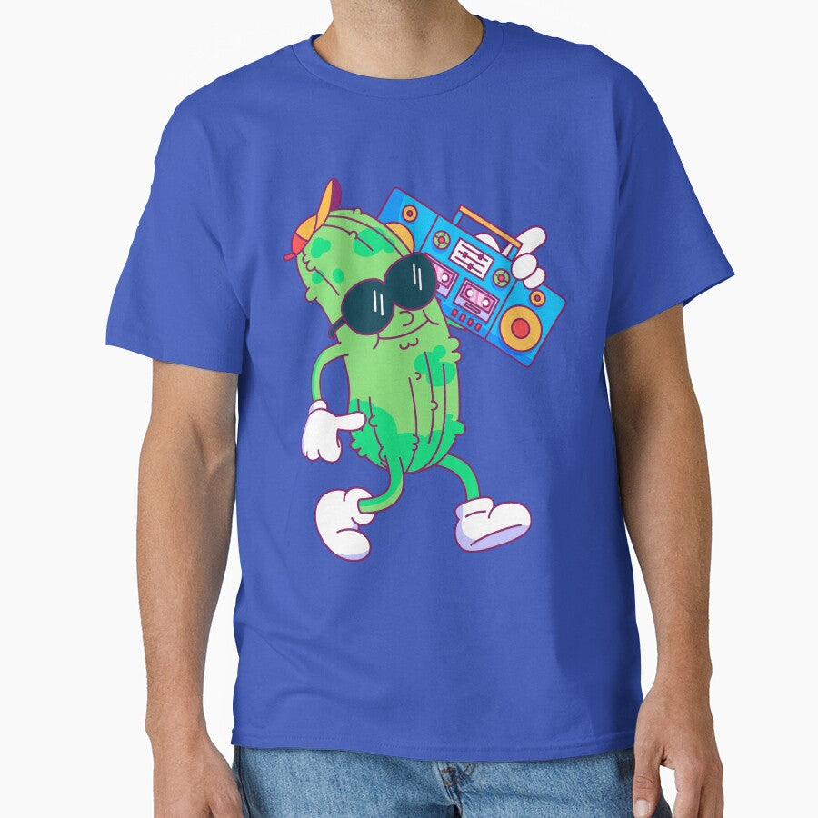Pickle cartoon with radio illustration by Art-spree