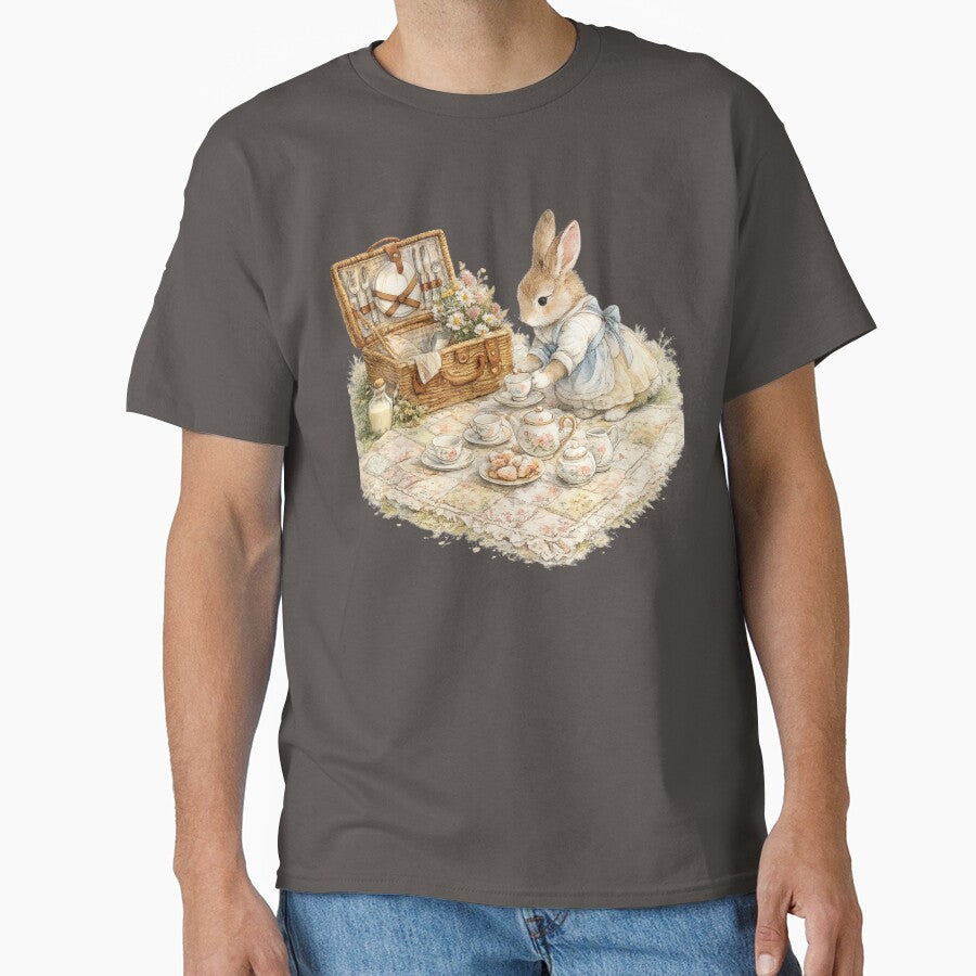 Rabbit Tea Party Illustration – Wildflower Meadow Picnic Design Art by MagicMakerPh