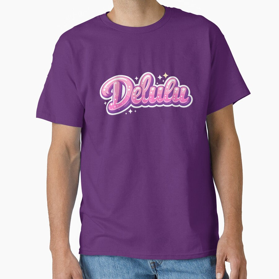 Delulu Aesthetic Typography | Trendy Gen Z Minimal Text Sticker & T-Shirt Design by designbyuzi