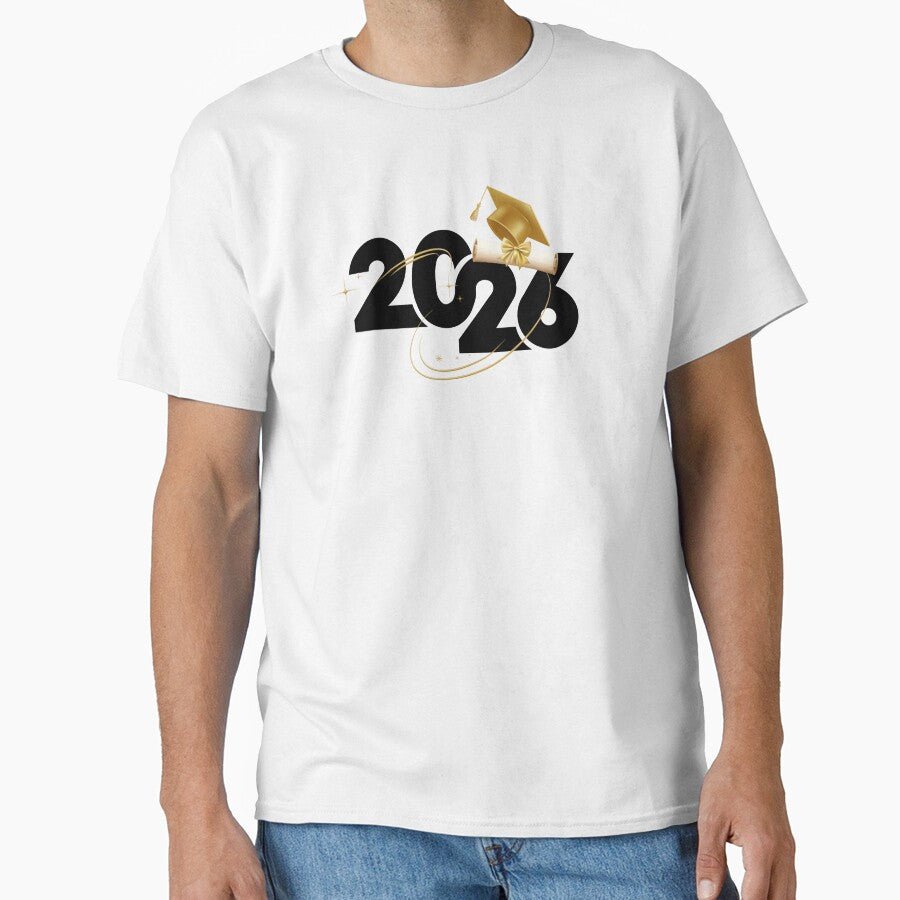 Graduate 2026 (Offset) with Gold Graduation Hat & Diploma with Gold Stars by JeweledDesigns