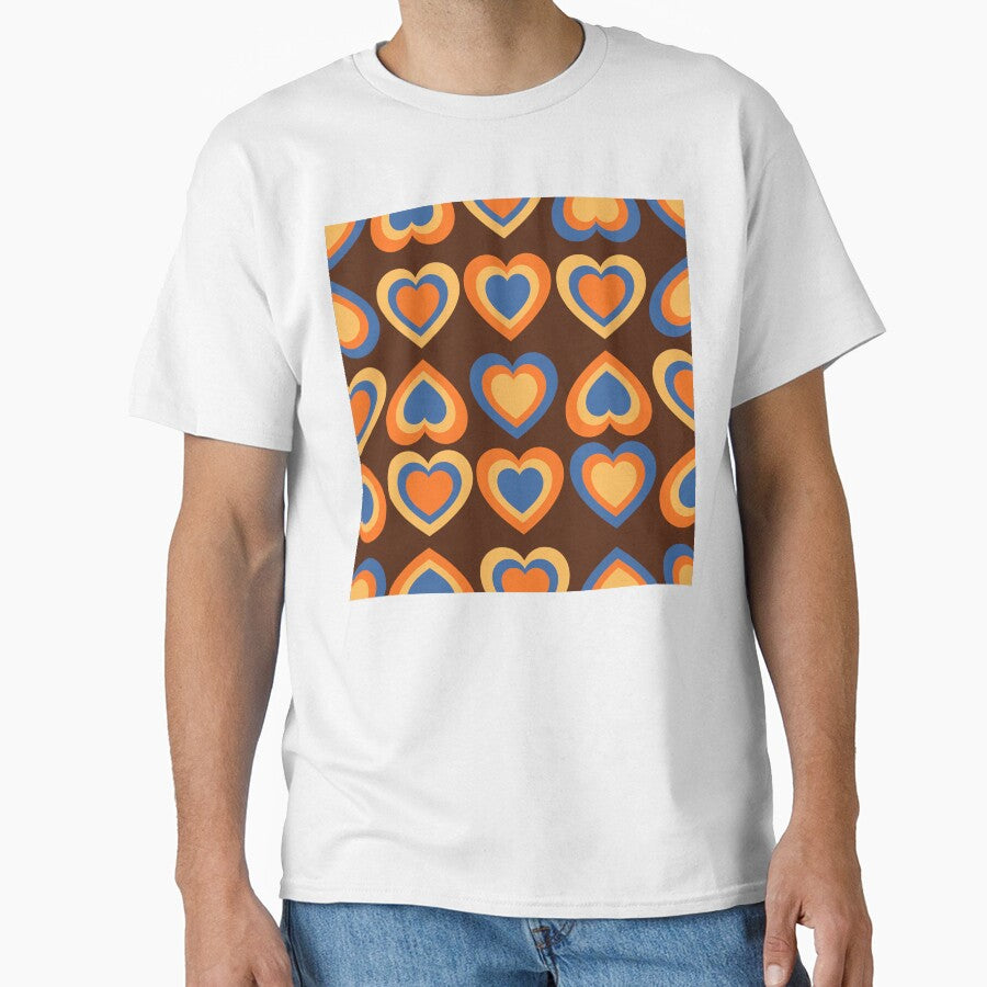 Groovy Retro Heart Seamless Pattern - 70s Vintage Love Aesthetic by Niji Hibana