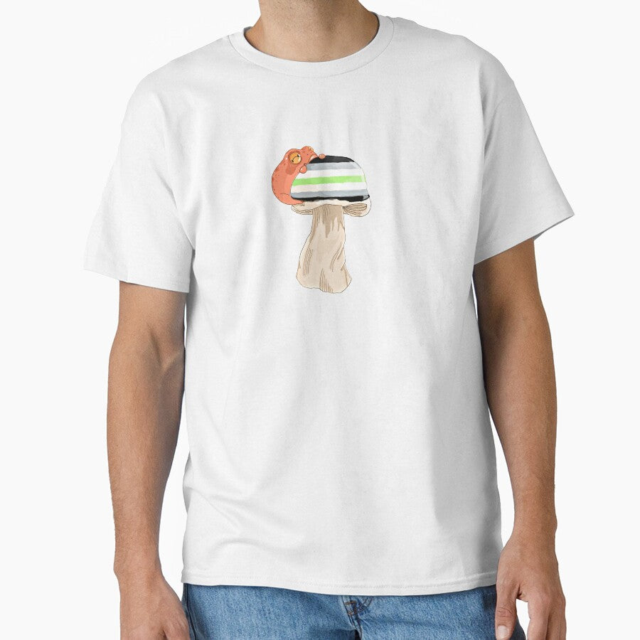 Agender Pride Frog on a Mushroom by ghostscreations