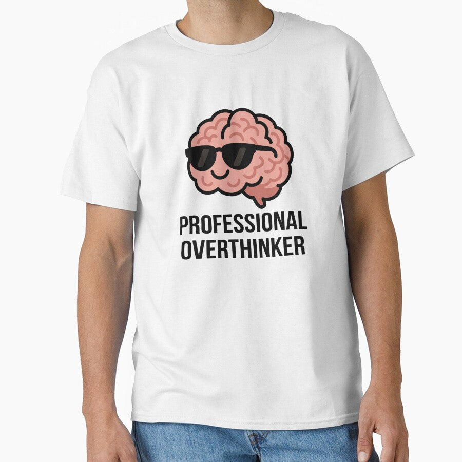 Cool Brain with Sunglasses Sticker – Professional Overthinker Funny Mental Health Meme by QuickStickTeam