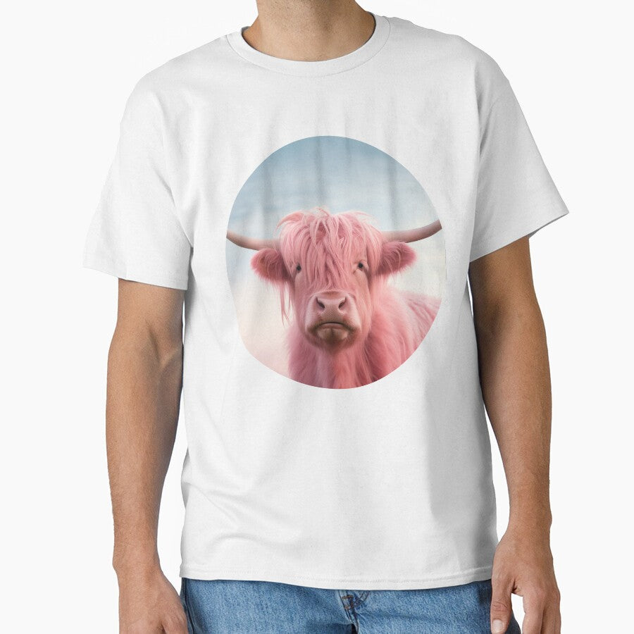 Highland Cow in Pastel Pink by Julia T