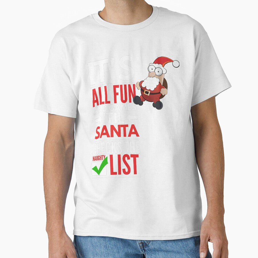 Naughty list Santa tshirt by fermo