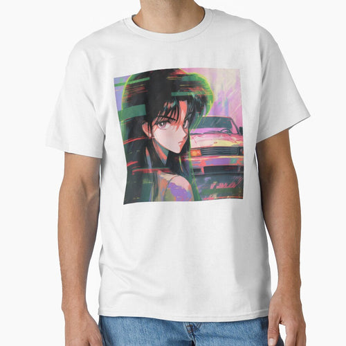 80s Anime Retro Girl Car Japanese Aesthetic Glitch Effect by glasseskyodai