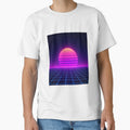 Neon Synthwave Horizon – Retro 80s Vaporwave Sunset Grid Landscape by Glownfun