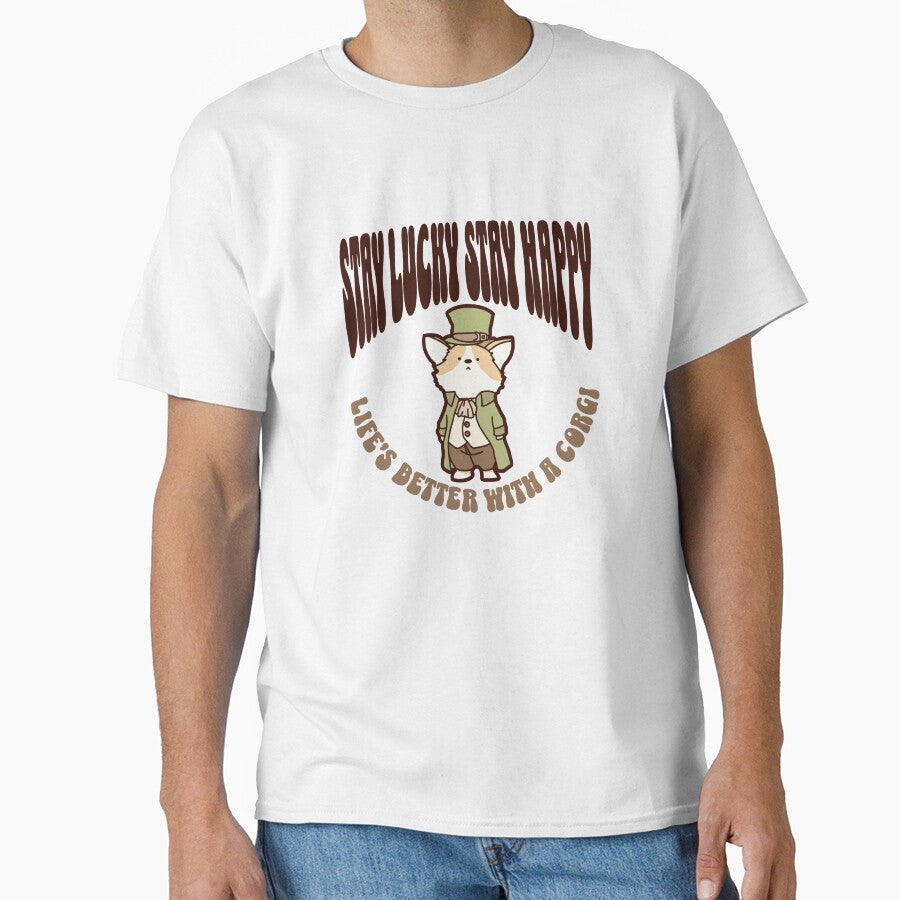 St. Patrick's Day, Corgi, “Stay Lucky, Stay Happy” message! by aniMo Japan