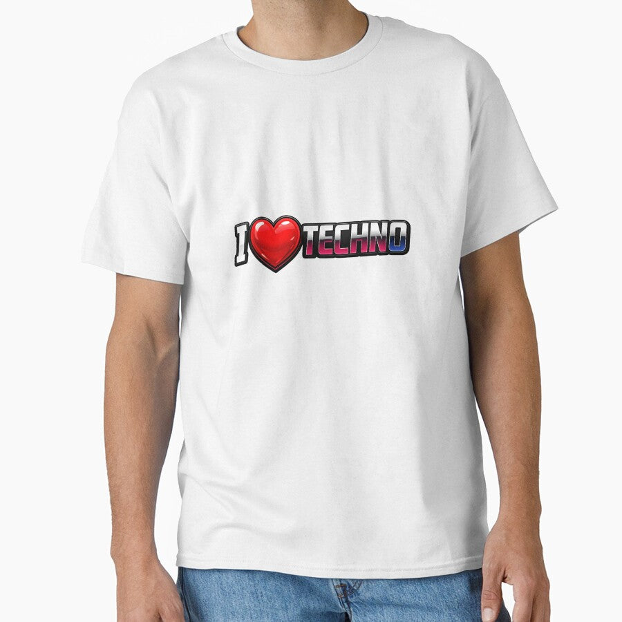 I Love Techno Text Electronic Music Lover Design by  ZenRave Designs