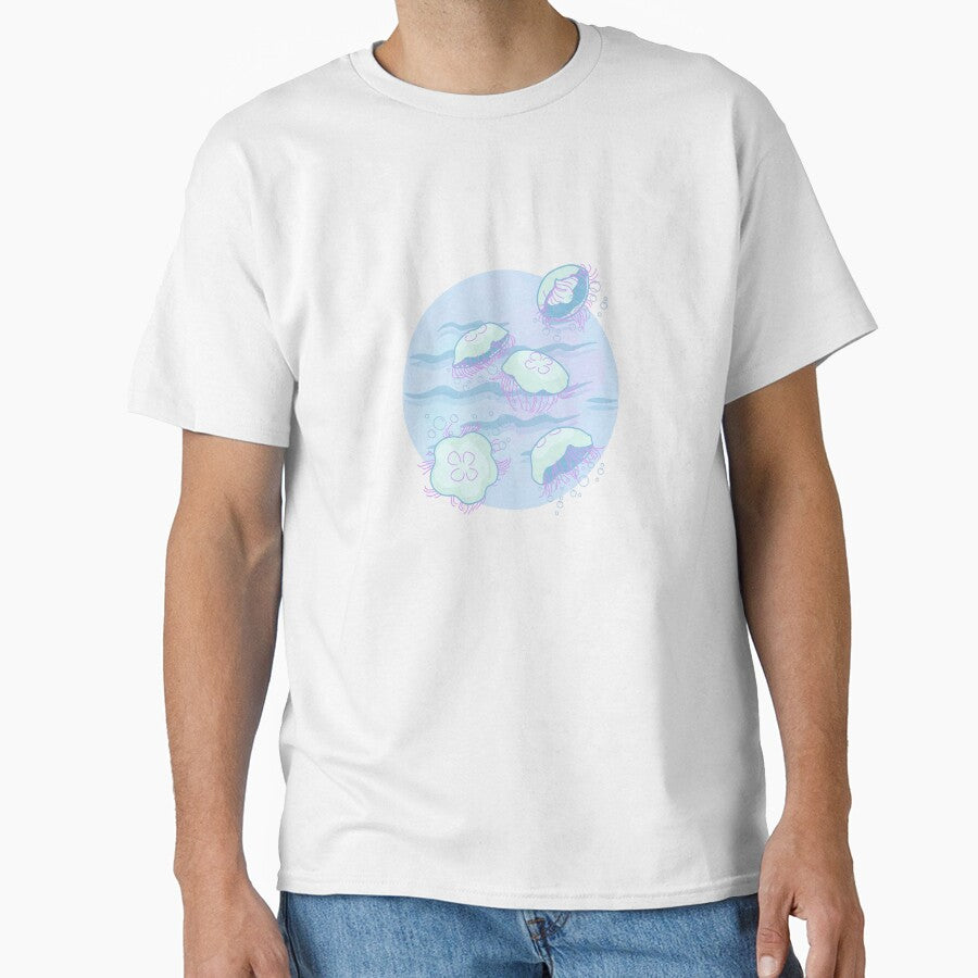 Adorable Jellyfish Floating in a Tranquil Blue Sea by momochiiblu
