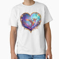 Colorful Hummingbird Heart T-Shirt | Watercolor Bird Heart Design by PIKASSO2026