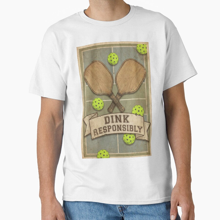Dink Responsibly Pickleball Crossed Paddles Retro Sports by NonditStudio