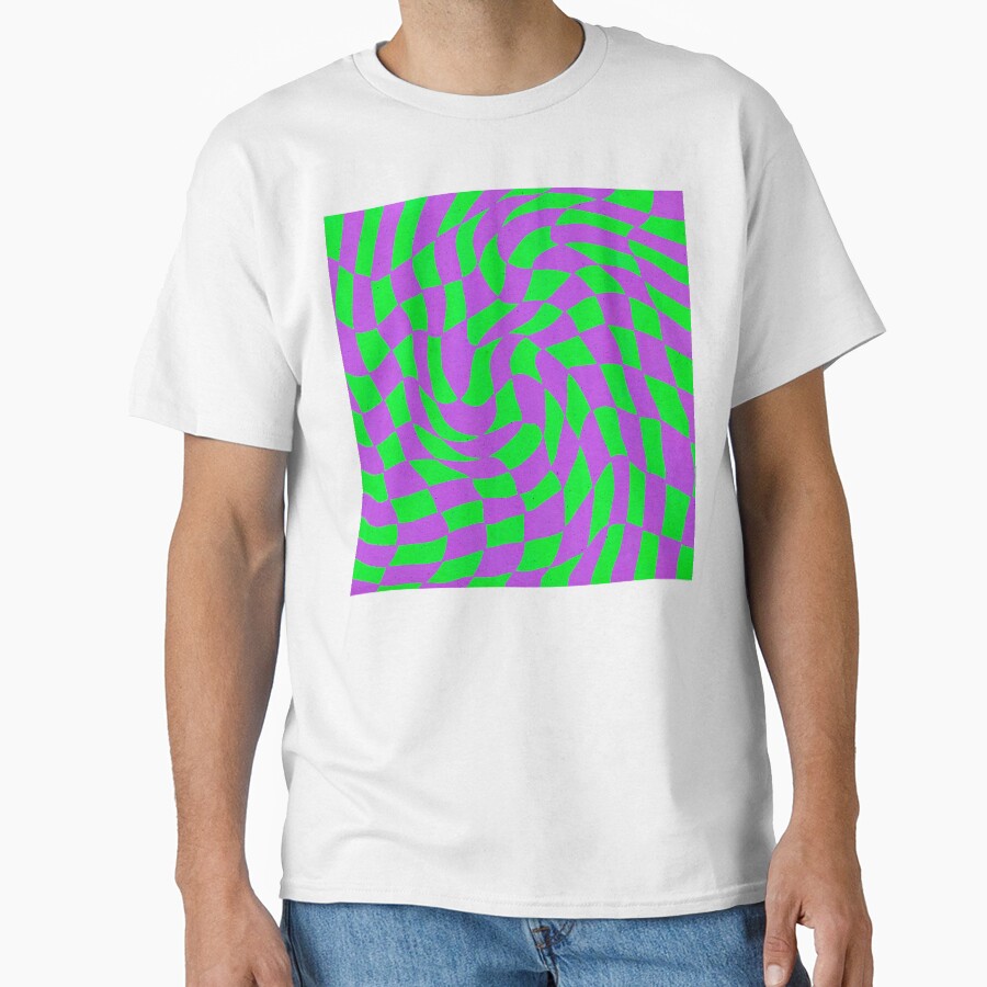 Y2k Lime And Neon Purple Wavy Checkerboard Pattern by DEC02