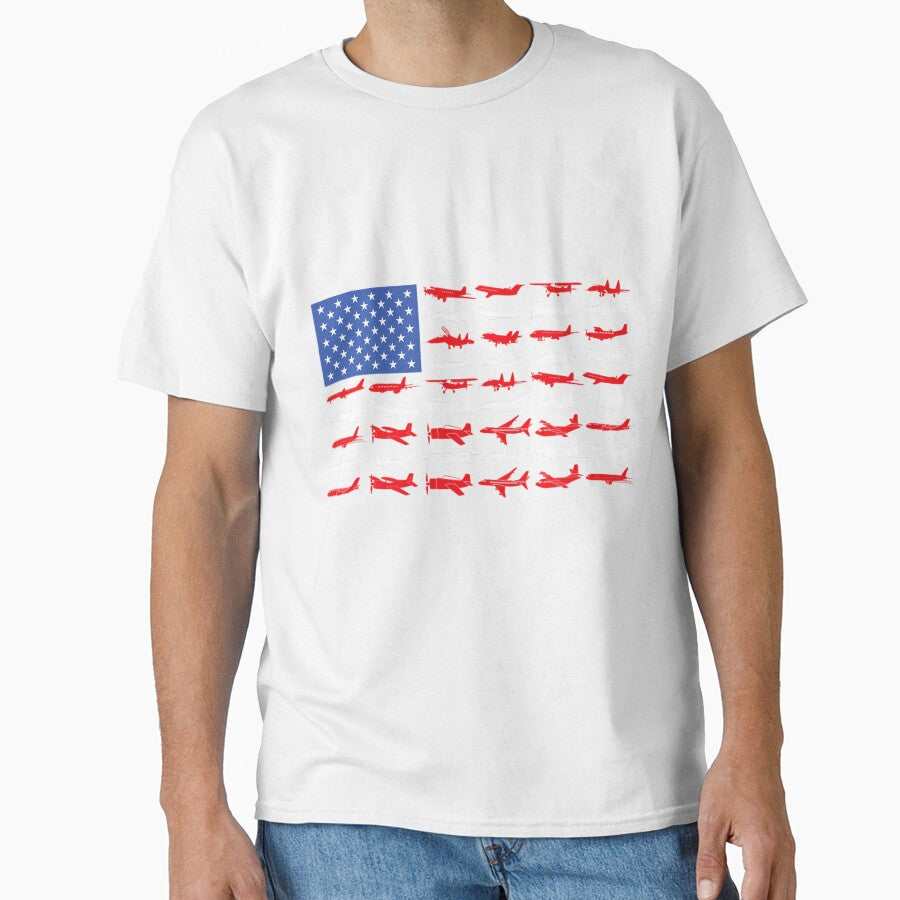Pilot Airplane American Flag Plane Aviation Short Sleeve by lvpflwagkj56