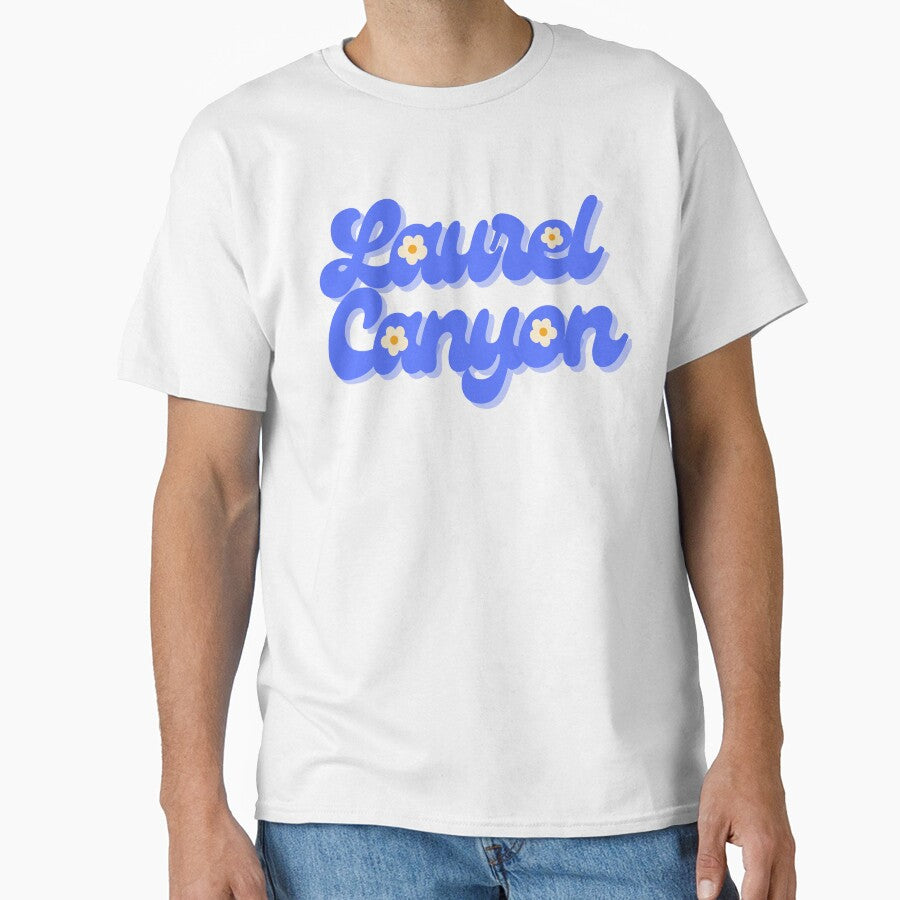 Groovy Blue Laurel Canyon Typography Design Daisy Floral Retro by the-pacific