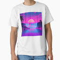 Vaporwave Waterfall Sunset Neon Grid Aesthetic Art Print - Synthwave Paradise Wall Decor by EllDAV777