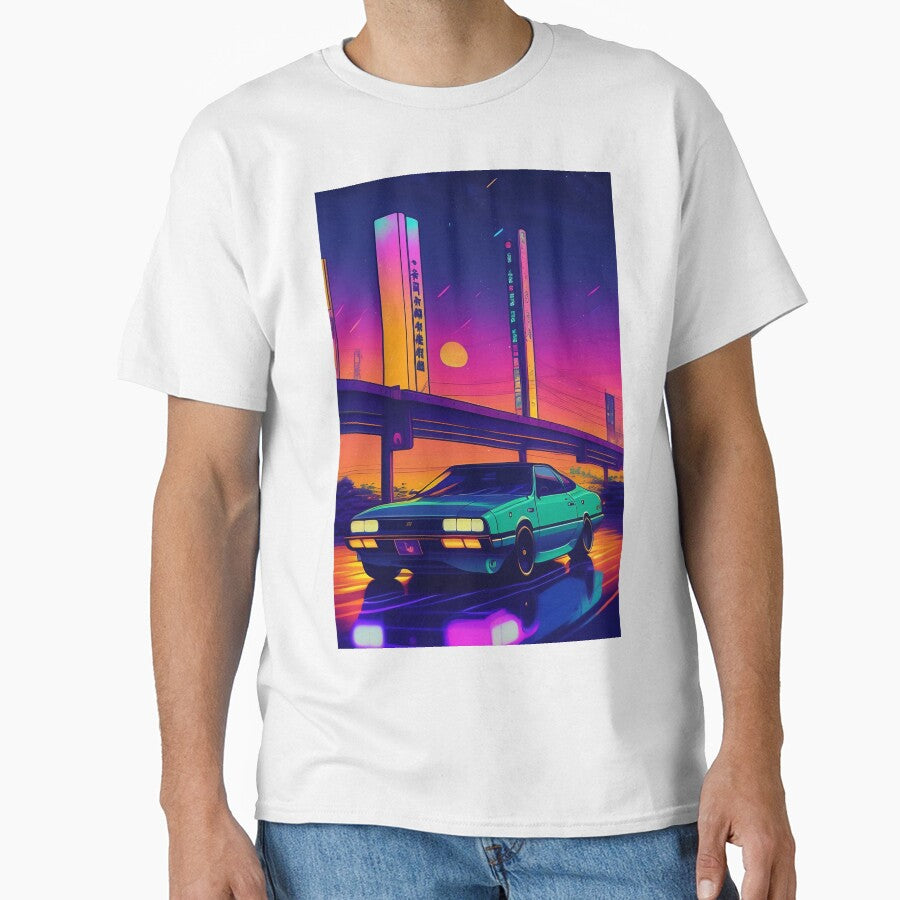 Vintage 90's Anime car Cyberpunk Night Sky Lofi retro aesthetic by iluminal