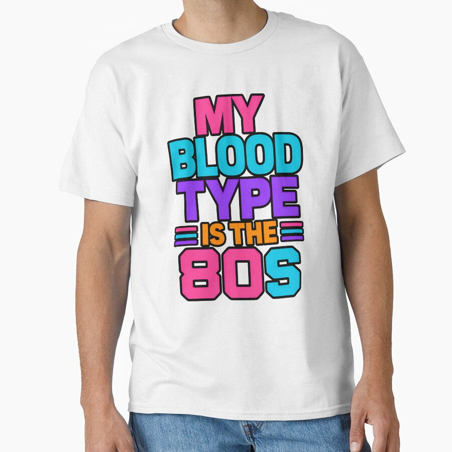 My Blood Type Is The 80s Retro Neon Vintage Design by TeeTimeTreasure