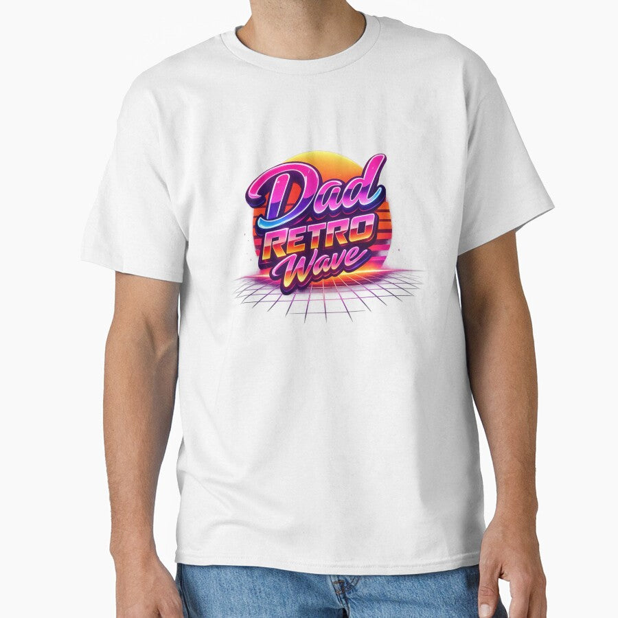 Dad Retro Wave - Neon Synthwave Typography Design by MKreative Studio