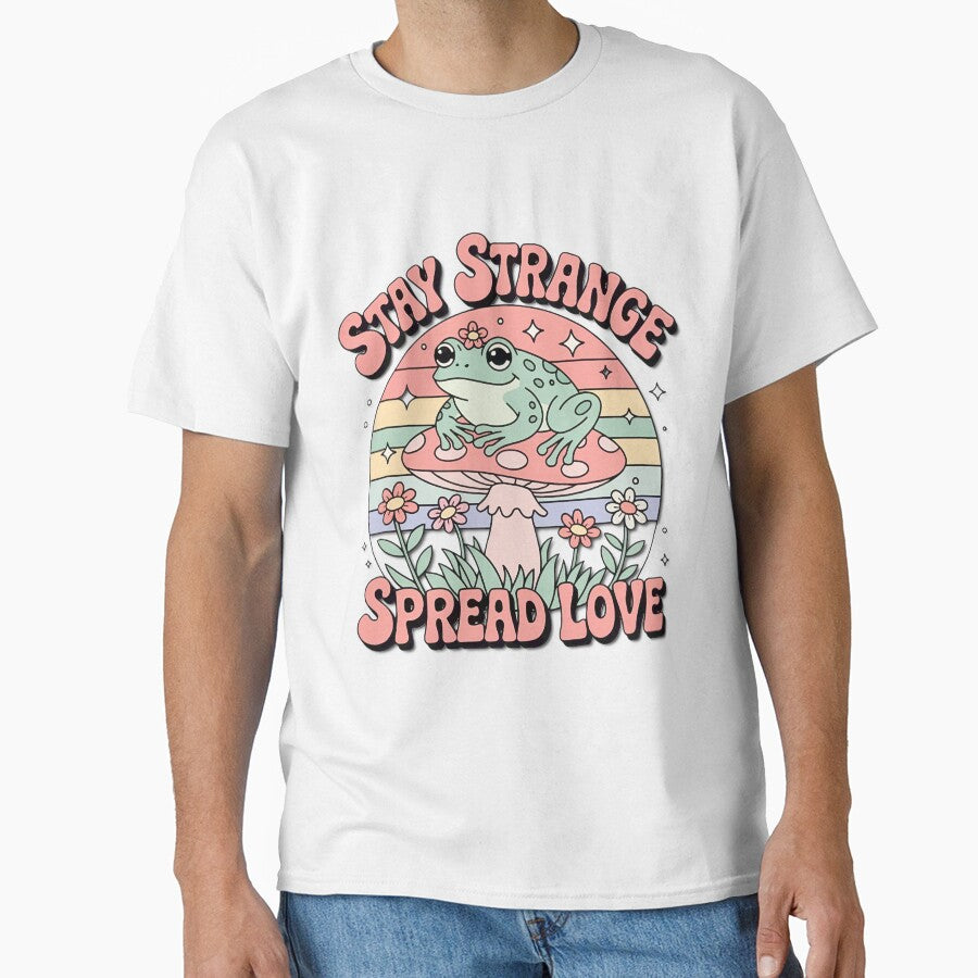 Frog on Mushroom Vintage Retro Sunset Vibe by Jesse Bennett