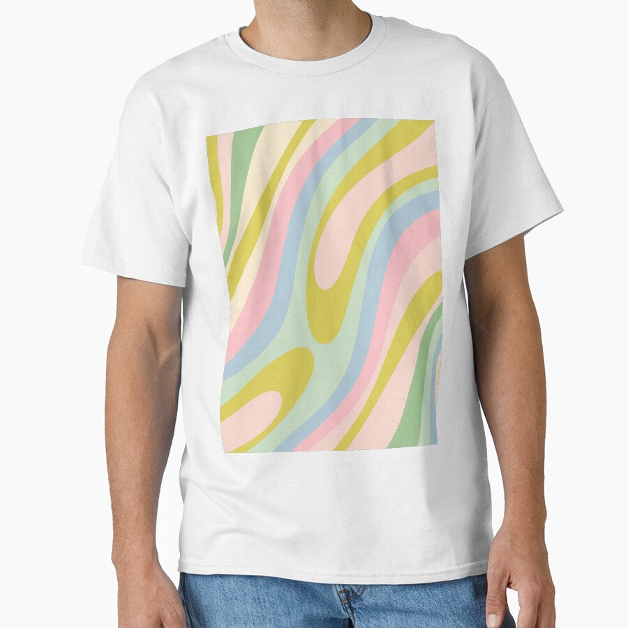 Wavy Loops Retro Abstract Pattern Pastel Pink Blue Green Chartreuse by kierkegaard