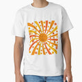 Retro Groovy Smiling Sun with hippie flowers by Yasminepatterns