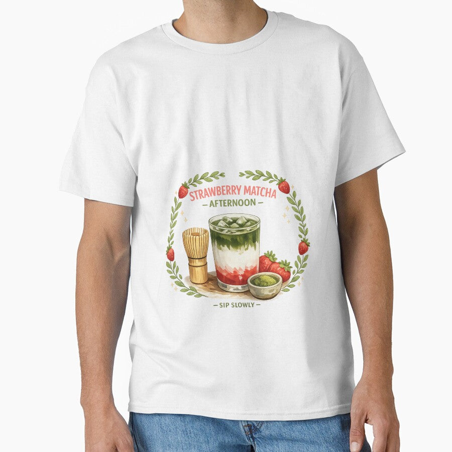 Strawberry Matcha Afternoon Café Illustration by Doodle Souq