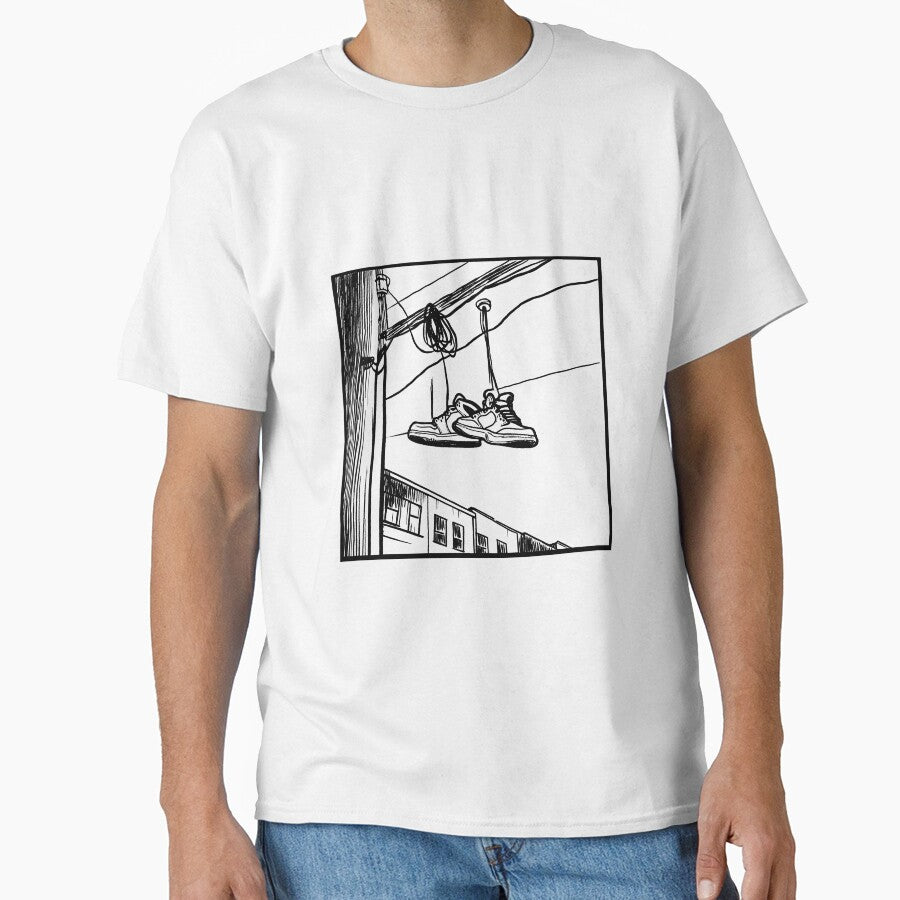 Framed Hanged Shoes Line Drawing by GeoSketchWear