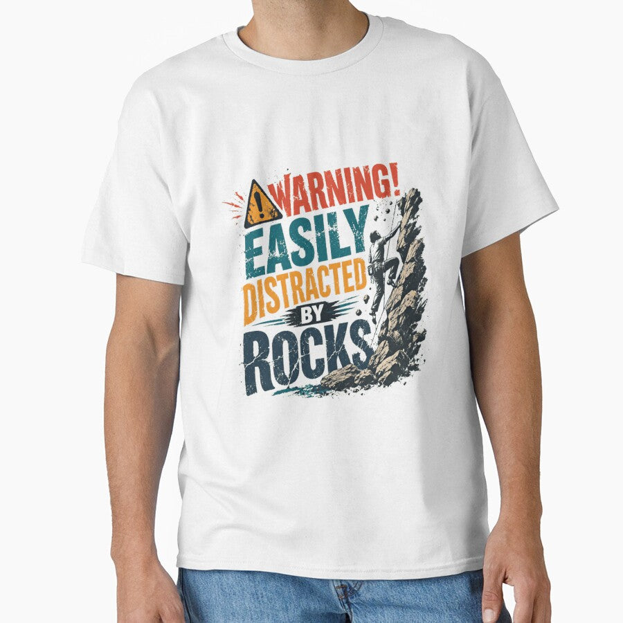 Warning! Easily Distracted By Rocks Rock Climbing Climber Bouldering Mountaineering by RetroMini2026