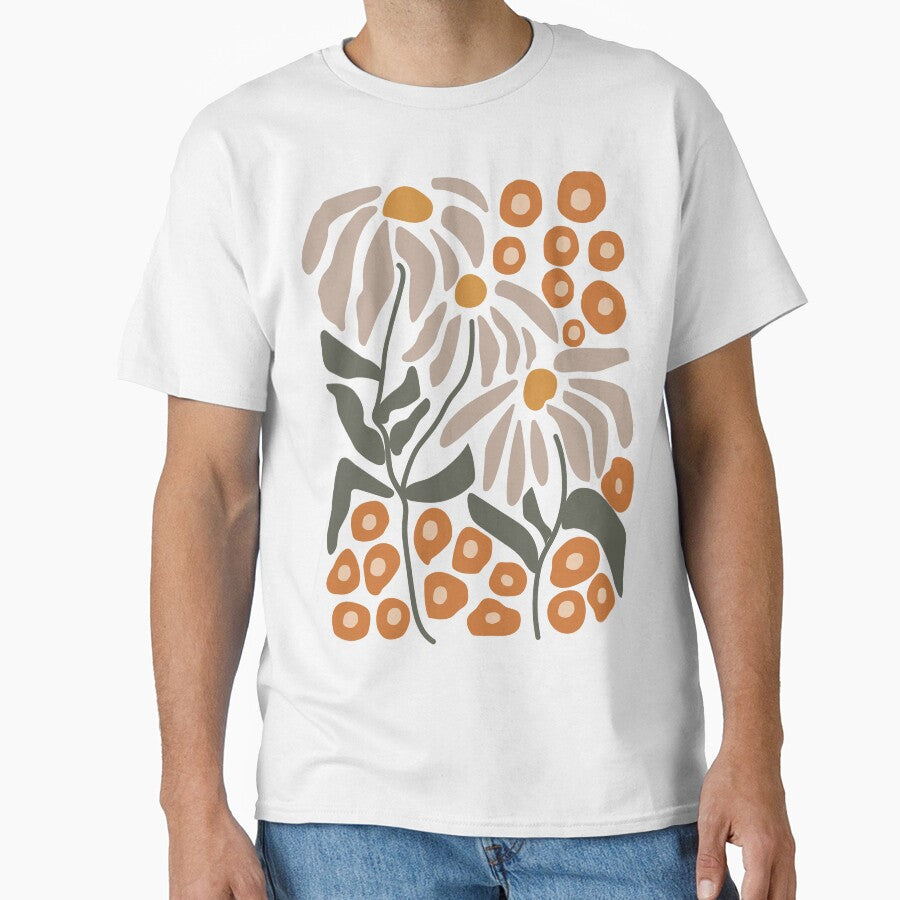 Earthy Boho Terracotta Floral Art Print | Vintage-Inspired Beige and Orange Flower Design | Retro Botanical Art with Warm Earthy Colors by ArtfullyJua