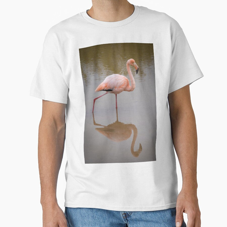Pink Flamingo Reflection Wildlife Photography Galapagos Nature Print by WildFrameNature