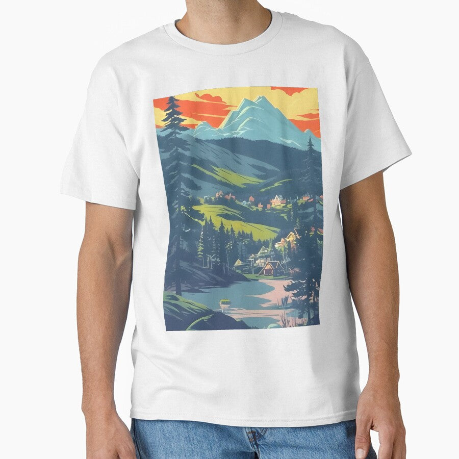 Enhance Your Space with Our Beautiful Collection of Minimalist Matte Painting of Bavarian Alps Prints by supeart